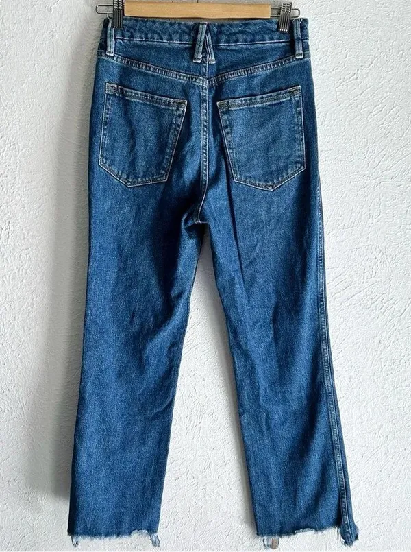 Good American Good Curve Crossover Straight Chewed Raw Hem Jeans Sz 27 - Image 6