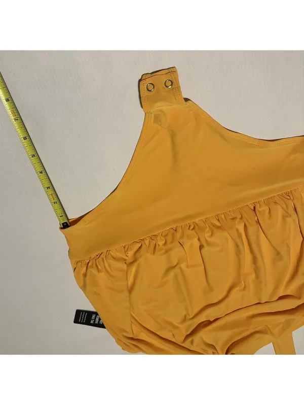 Express Yellow Sleeveless Halter Top Bodysuit Sz L Large $58 - Image 3