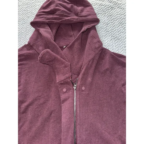 Lululemon Wrap Up Jacket Heathered Bordeaux Drama Soft French Terry Hoodie Sz 10 - Image 3