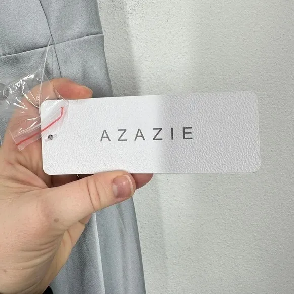 Azazie Size 16 NEW Davis Bridesmaid Dress Silver Pebble Formal Evening‎ Gown - Image 8