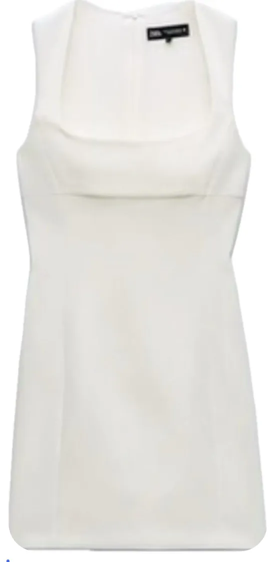 Zara Nwt White Squared Neck Mini Dress Size Xxl - Image 4