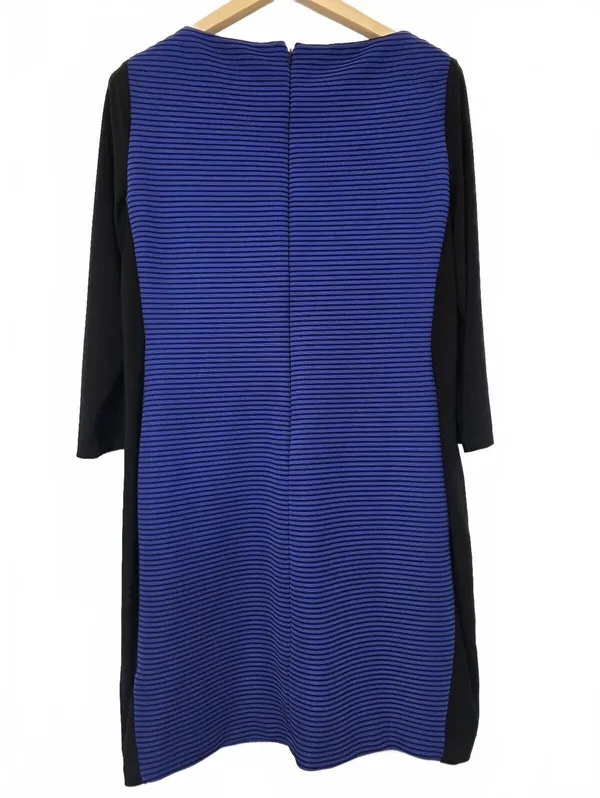 Chaps Plus Womens Striped stretch knit dress blue black stripe size 16 NEW Work - Image 3