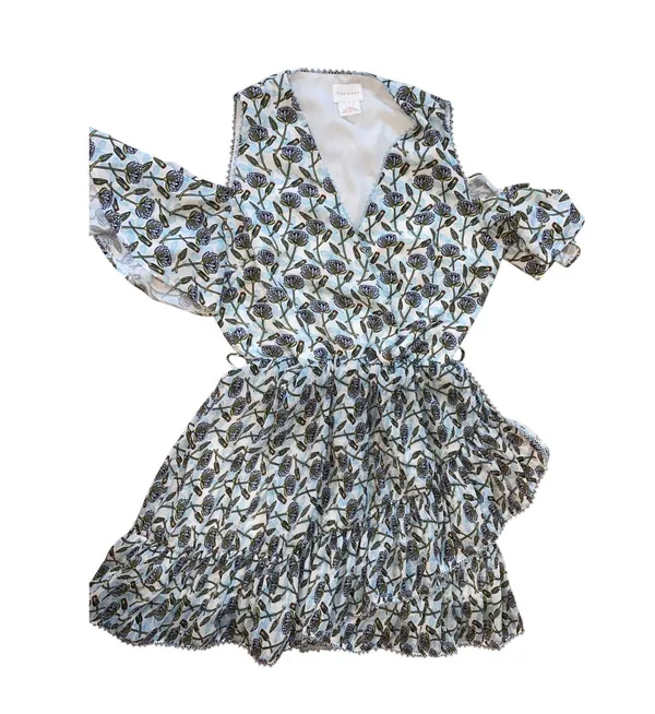 Foxiedox Dress Lexie Cold Shoulder Floral Wrap Coquette Summer New large-NO BELT - Image 3