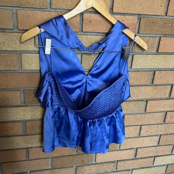 French Connection Inu Satin Smocked Halter Top Pastel Women’s Size XL NWOT - Image 4