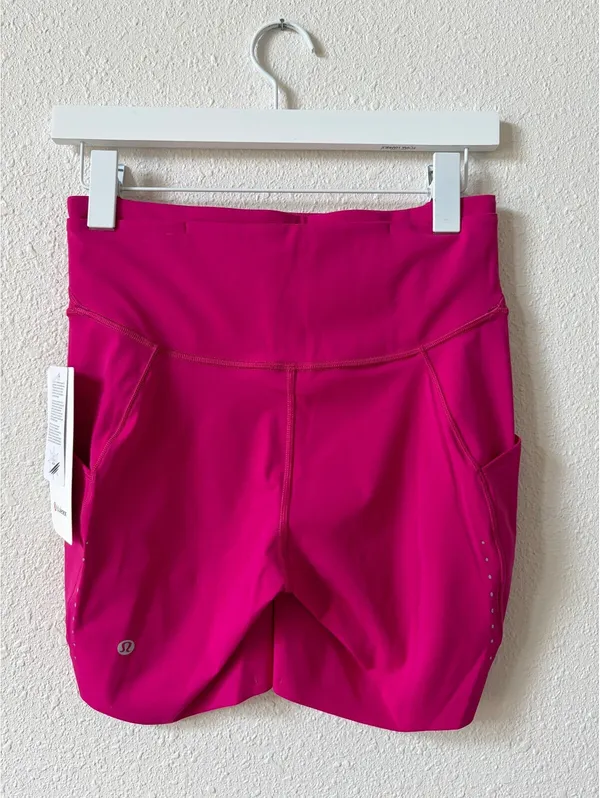 Lululemon Fast and Free HR Short 6" Inseam Pockets Pink Flare Size 8 Run Sporty - Image 2