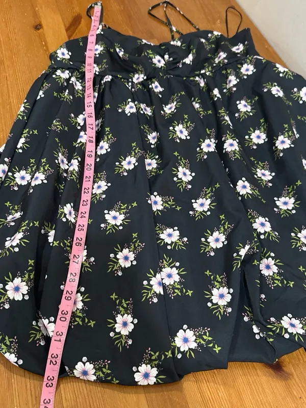 Free People Bubble Black Floral Mini Dress with Lavender & Green Accents - Image 6