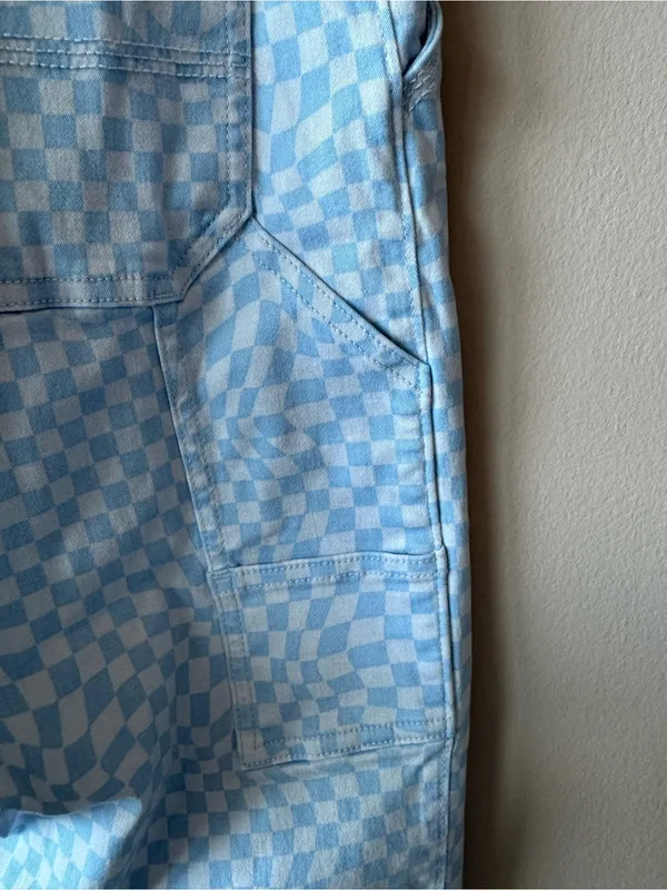 Hollister Women's Blue Checkered High Rise Utility Dad Pants Size 26/3 Regular - Image 11