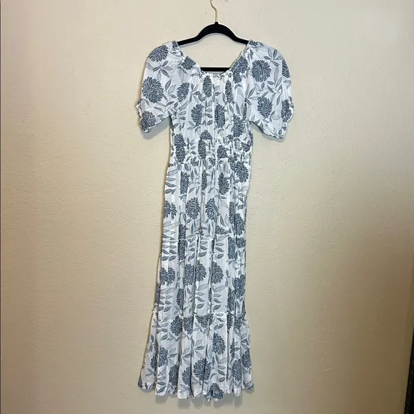Bombay Paisley Blue Floral Tiered Midi Dress Size Medium‎ - Image 8