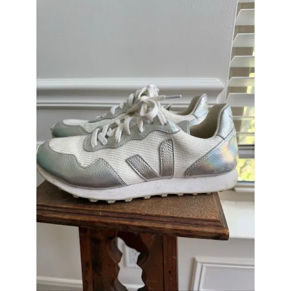 Veja Sdu Hexa White Mesh Silver Metallic Sneakers 9 - Image 2
