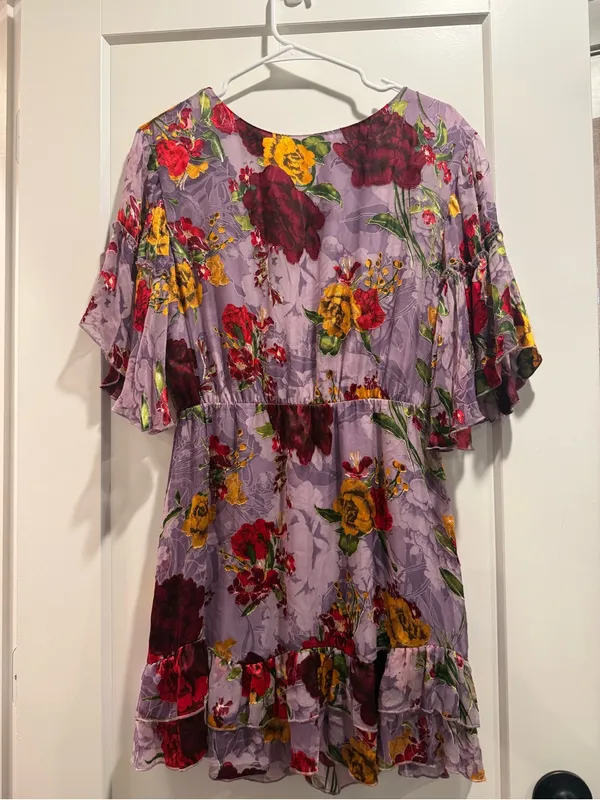 Alice‎ + Olivia Katrina Silk Blend Dress In Water Lotus Lavander Size S/M - Image 2