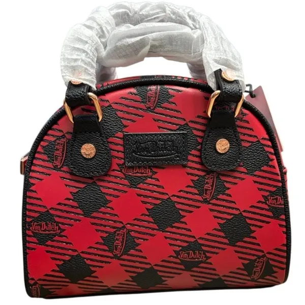 Von Dutch Mini Bowling Dome Satchel Handbag – Red & Black – NWT - Image 5