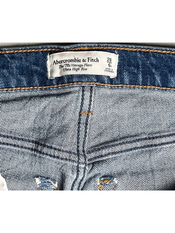 Abercrombie & Fitch 70s Vintage Flare High Rise Jeans 28R - Image 6