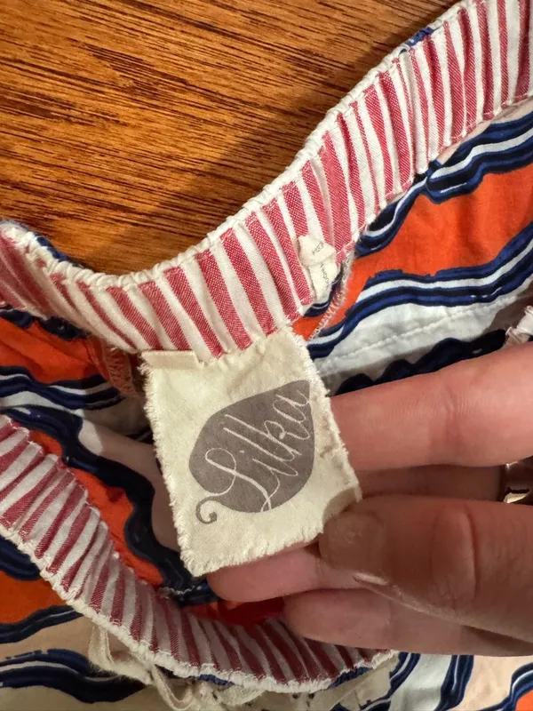 Anthropologie Pajama Pants in White, Orange & Navy Stripes Size Small - Image 3