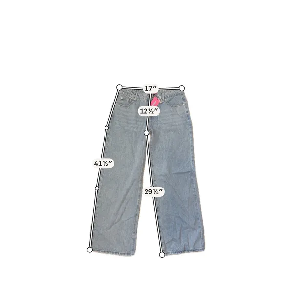 NWT Edikted Raelynn Low Rise Baggy Jeans Light Blue Washed Denim L Grunge Indie - Image 5
