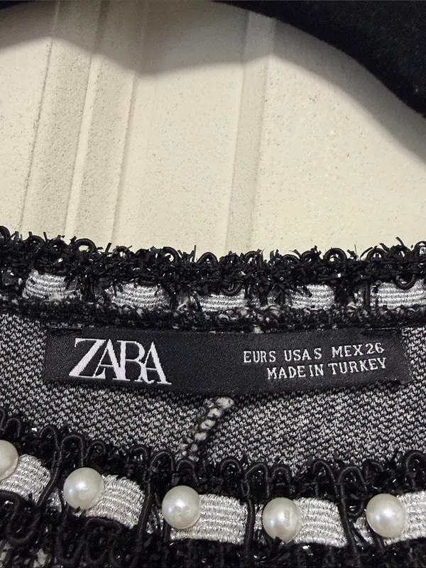 Zara Gray and Black Tweed-Effect Mini Dress - Image 8