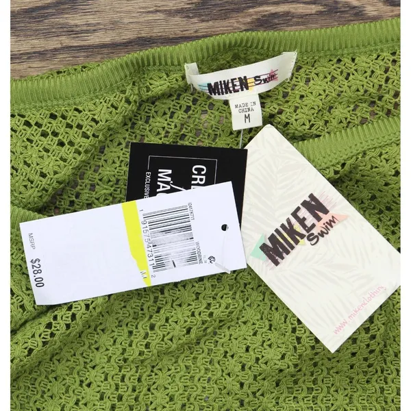 NWT Miken Womens Crochet Cover-Up Tank Swim I2417K711 Woodbine Green M - Image 6