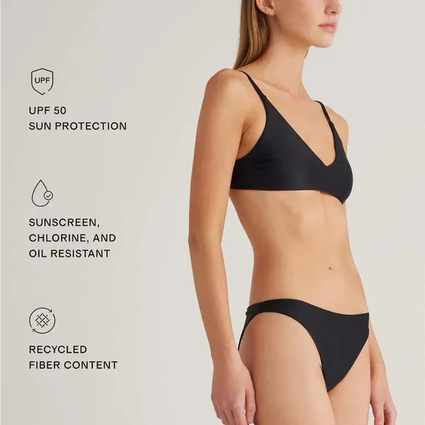 NWT Quince Black Italian v-neck bikini top Sz L - Image 3