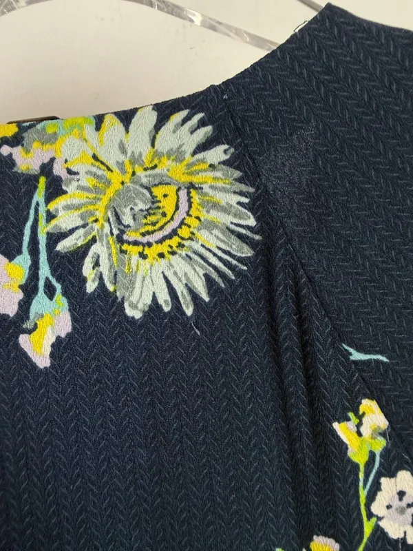 Free People Lost in You Floral Midi Dress Button Hi-lo Navy Blue Size Small S - Image 15