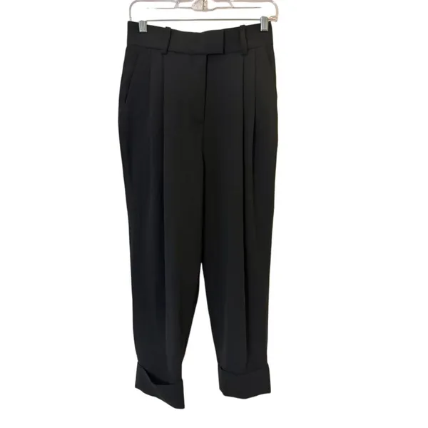 COS Black High Rise Pleated Cuffed Trousers Size 4 Minimalist Career Wear - Image 2