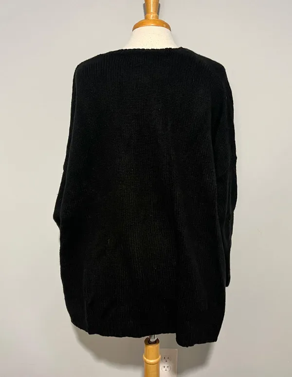H One Black Knit Oversized Pullover Sweater Size L - Image 4