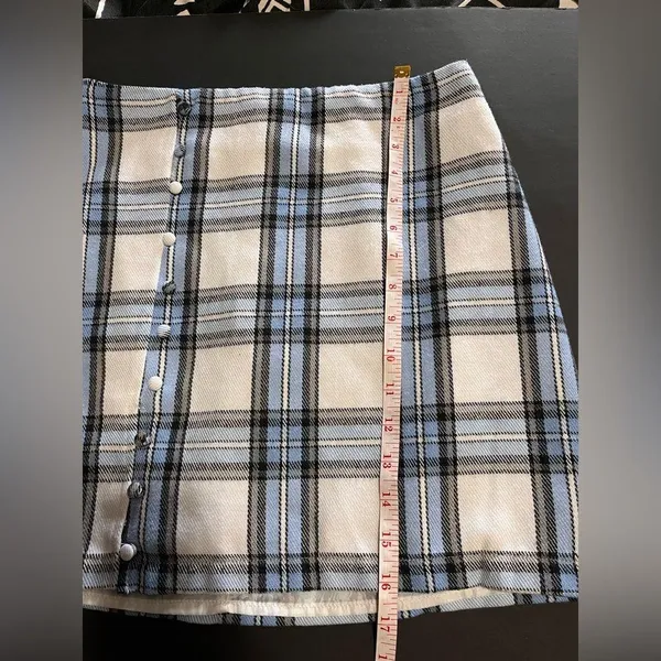 BLUE RAIN Plaid Fleece Button Lined Mini Skirt Y2K Women’s Sz S EUC - Image 8