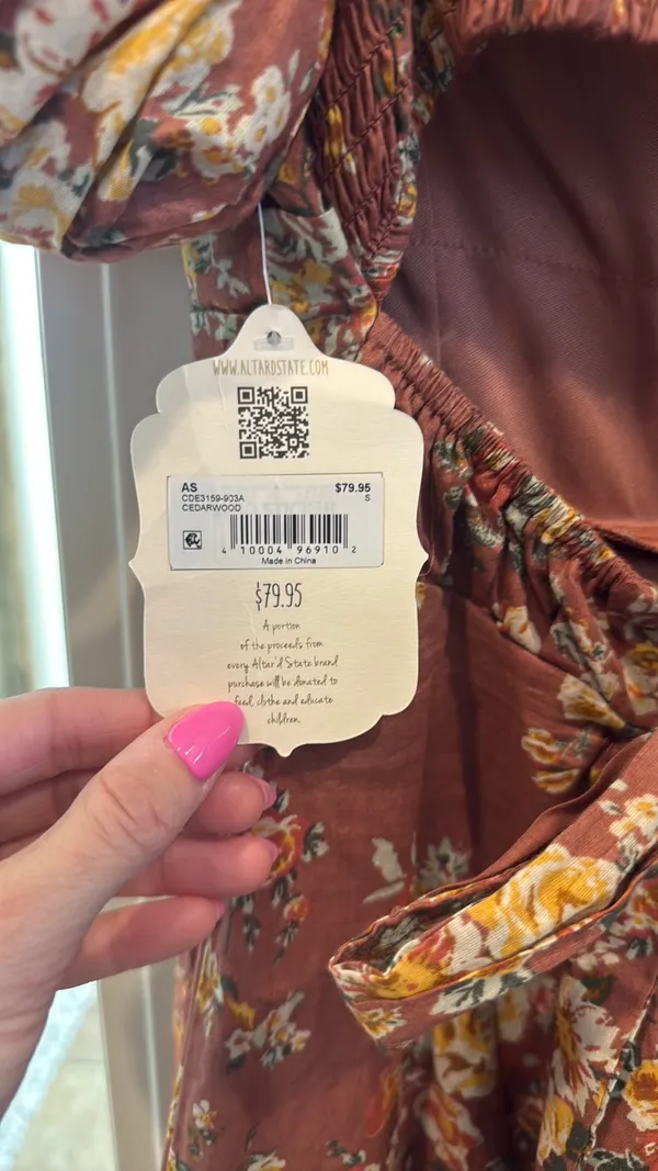 Altar'd State Floral Puff Sleeve Square Neck Knot Open Back Mini Dress - Image 4