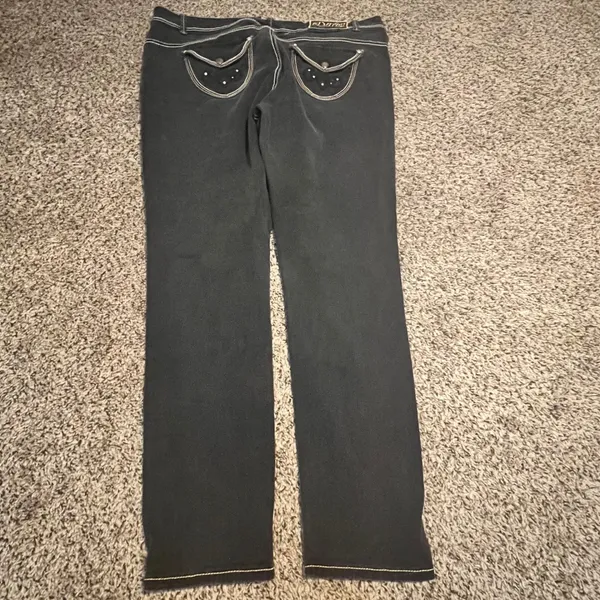 Dereon Womens Black‎ Straight Leg Jeans Contrast Stitch Rhinestone Pockets 20W - Image 5