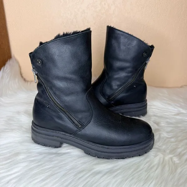 Avellini Leather Faux Fur Convertible Ankle Moto Boots Size 41/US 9.5 - Image 2
