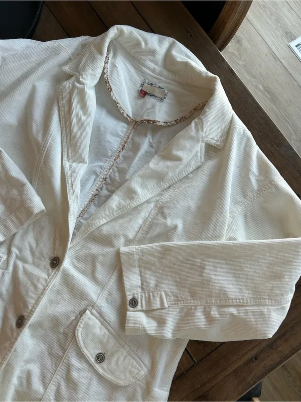 Anthropologie Pilcro Washed Corduroy White Oversized Blazer Coat XS - Image 6
