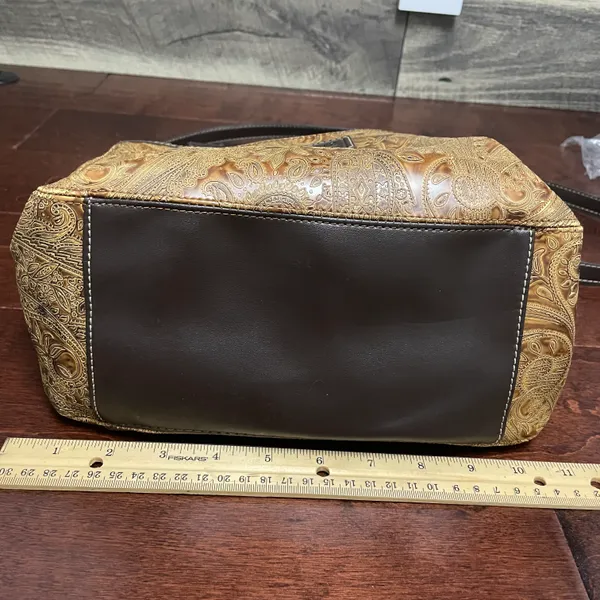 Fossil Relic by Brown and Tan Paisley Embossed Vegan Leather Purse Handbag - Image 11