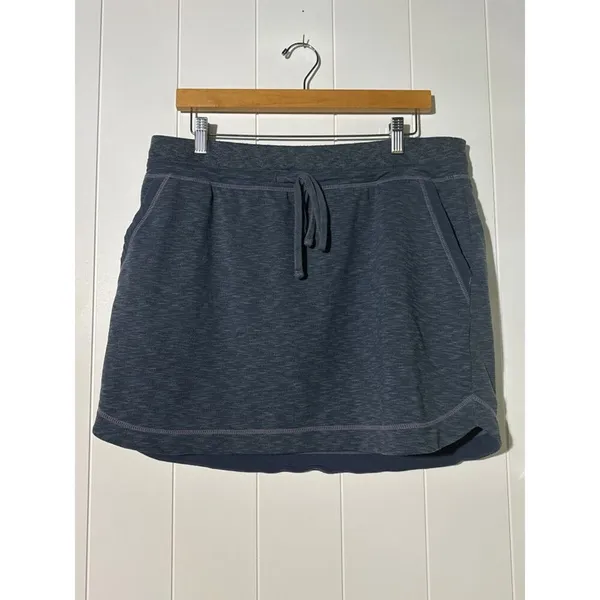 Athleta Techie Terry Mini Skirt Womens L Heather Gray Drawstring Pockets UPF 30 - Image 3