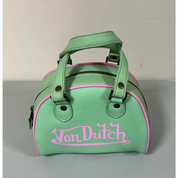 Von Dutch Mint Green Pink Mini Bowling Bag Purse Handbag Pocketbook Satchel 💚🩷 - Image 4