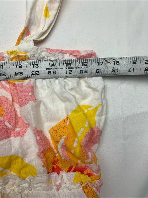 Free People size small floral tropical White Tiered Sundress Pink Yellow Print - Image 6
