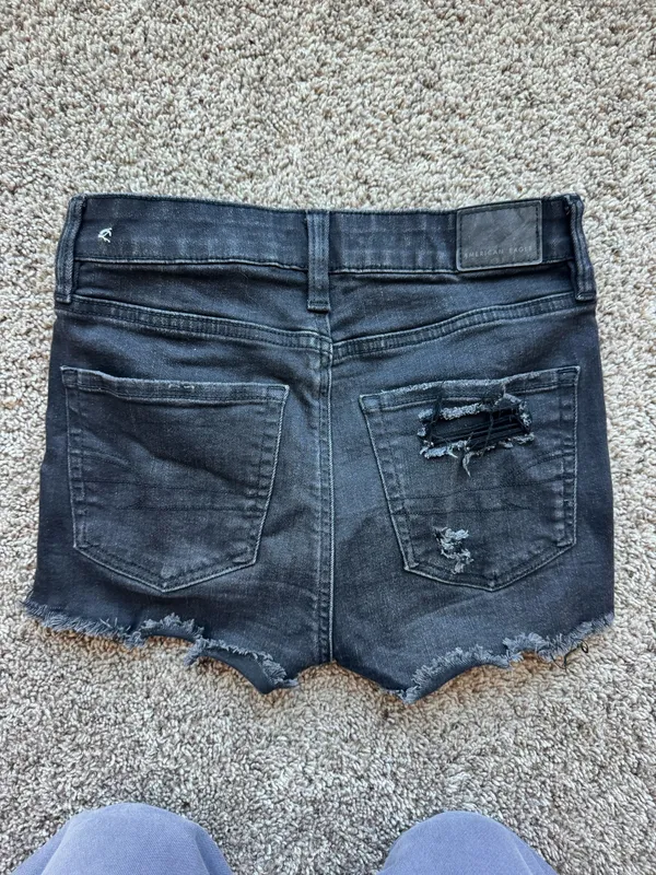 American Eagle Black Jean Shorts High-Rise - Image 3