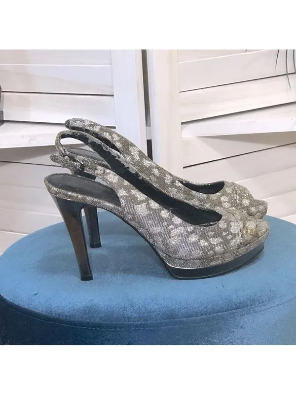 Marc Fisher Silver Golden Metallic Platform Heel Size 8.5 - Image 2