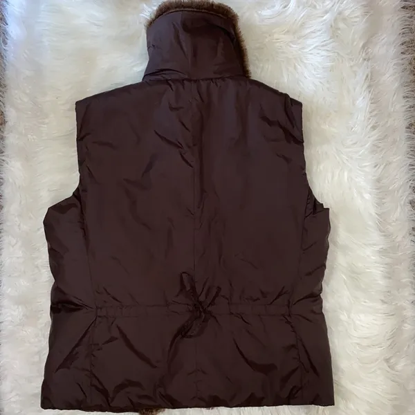 Todd Smith Brown Button Down Faux Fur Collar Vest - Image 5