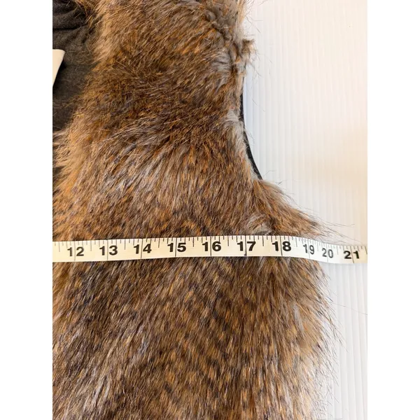 Dolan Faux Fur Vest Women Small Brown Tan Belted Sleeveless Mob wife Boho‎ - Image 5