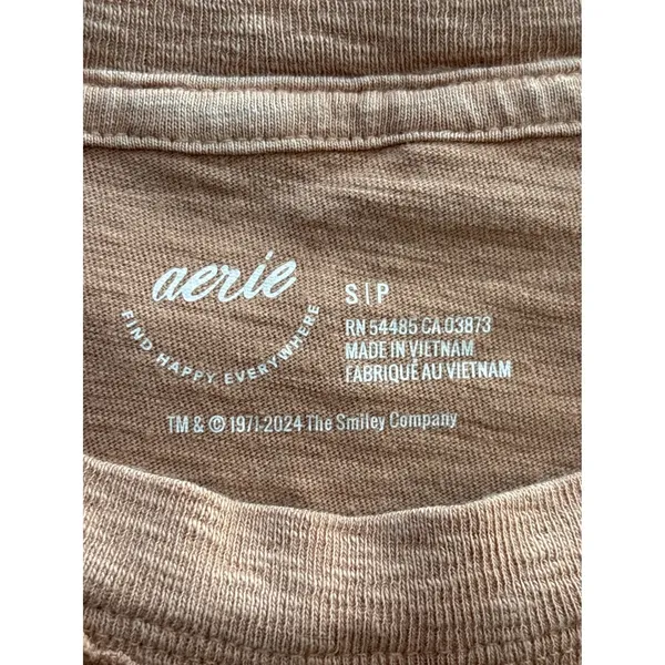Aerie Brown Graphic T-Shirt Spring Fling‎ Disco Ball Smiley Face Oversized Small - Image 6