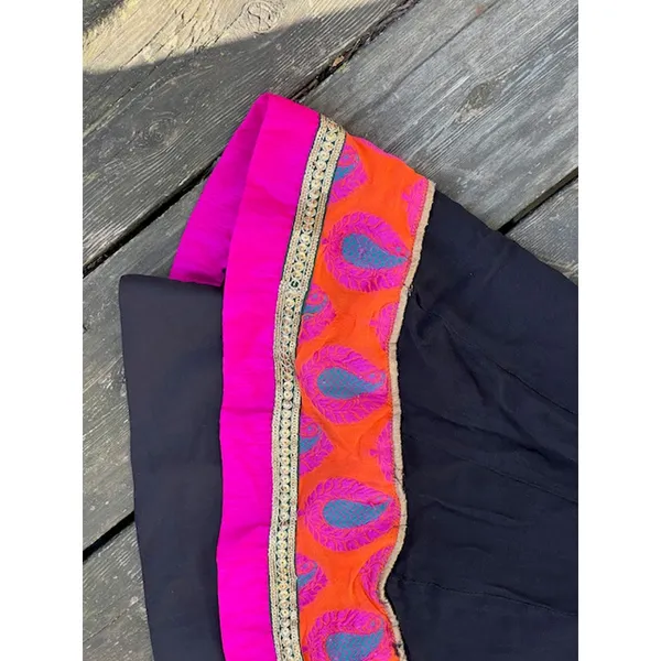 dress embroidered cotton boho black pink orange - Image 3