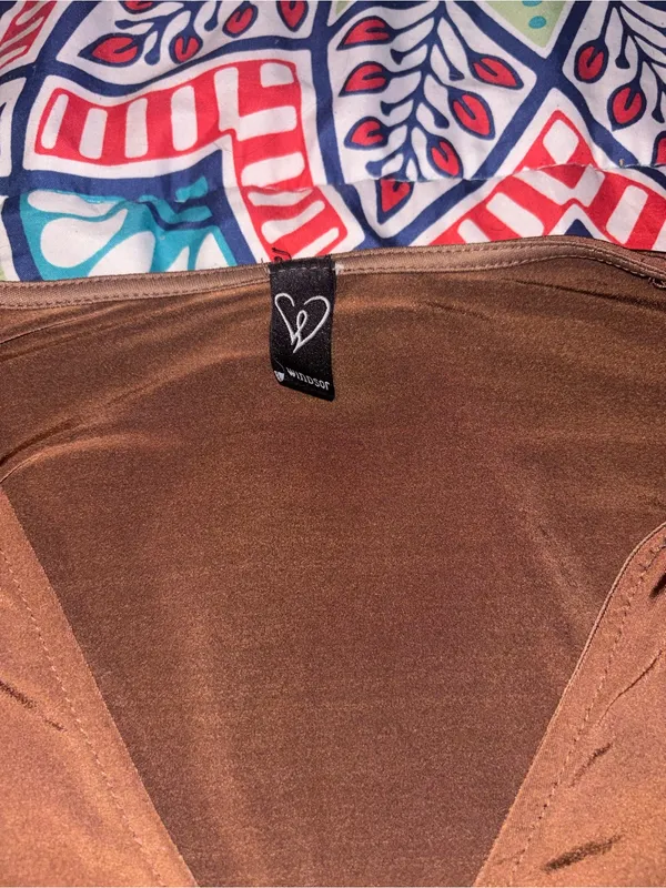 Windsor Slinky Knit Brown Wrap Top - Image 2