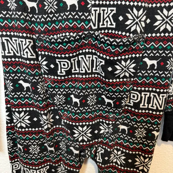 Pink by Victoria’s Secret Fair Isle Dog One Piece Pajamas Union Suit Size Medium - Image 7