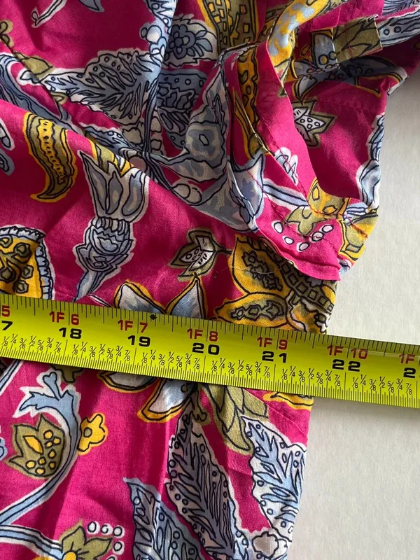 Talbots Sz L Pink Pleated Sleeve Top - Lively Floral Button Down - Image 7