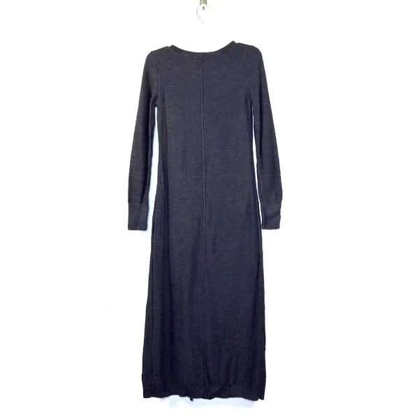 Free People FP Beach Maxi Dress Medium Black Knit Long Sleeve Side Slit Scoop Ne - Image 3