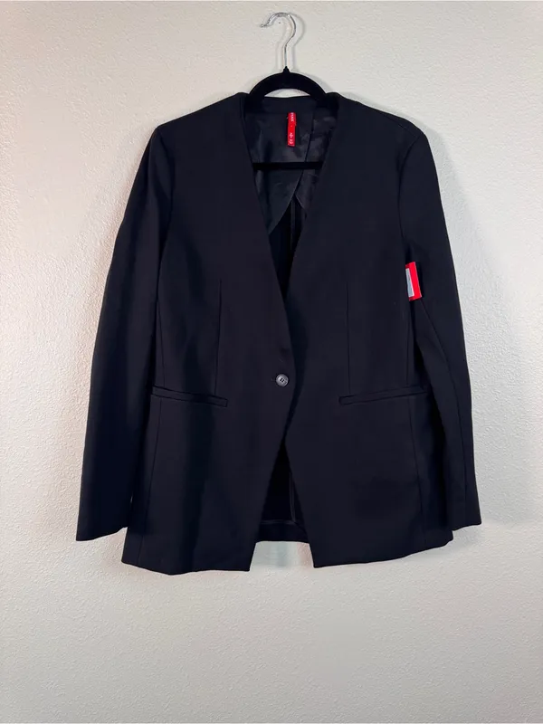 Spanx Black The Perfect Collarless Blazer Jacket Womens S Preppy Academia Classi - Image 10