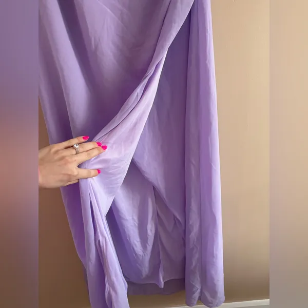 Lulus Adeline Lavender One-Shoulder Scarf Maxi Dress Size XL Wedding Formal Sexy - Image 9