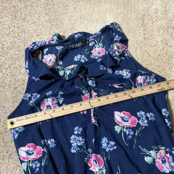 Lauren Ralph Lauren Cottagecore Navy Floral Poppy Ruffle‎ Midi Dress LN02178 - Image 6