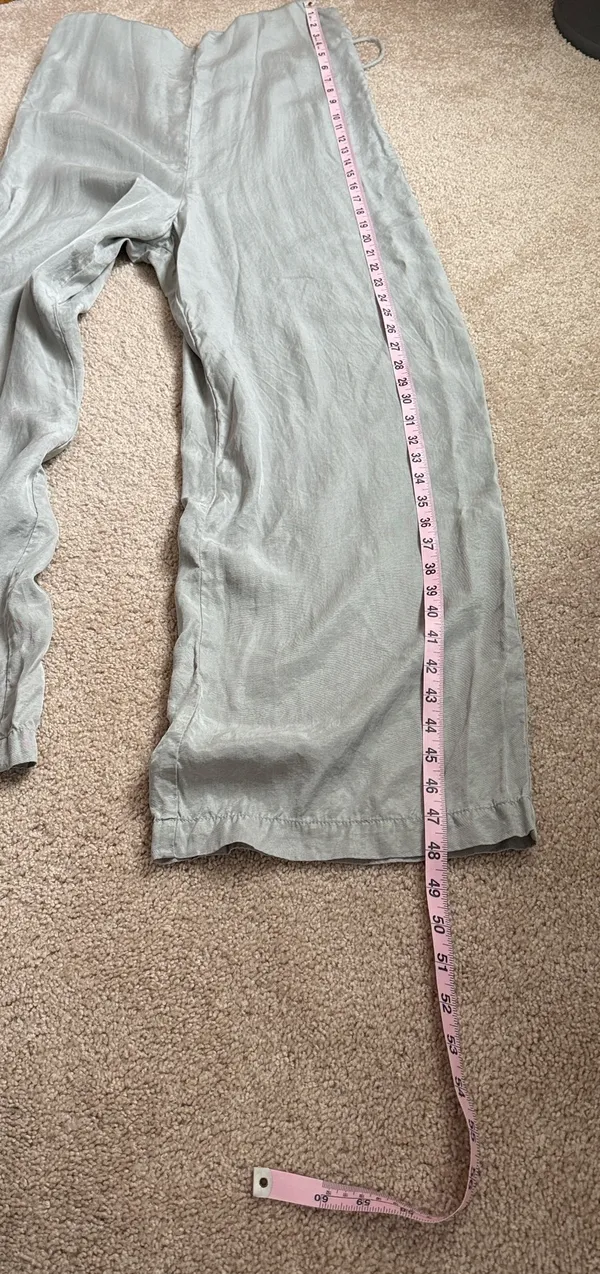 Zara Gray/Slate Spaghetti Strap Deep V-Neck Wide Leg Jumpsuit. Size Medium - Image 7