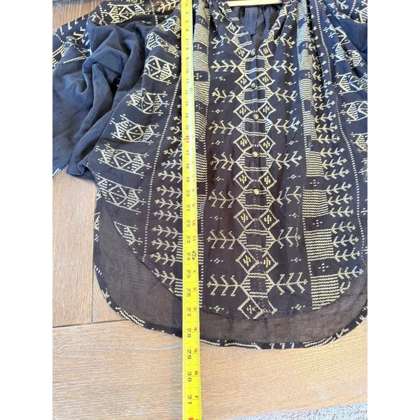 Free People New Romantics Palacio Blouse Womens Black‎ Gold XS - Image 7
