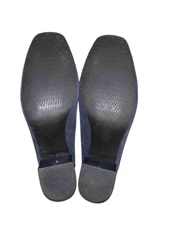 Donald Pliner 8 Kressida Tassel Loafer Pumps Blue Suede patent Block Heel Chunky - Image 6
