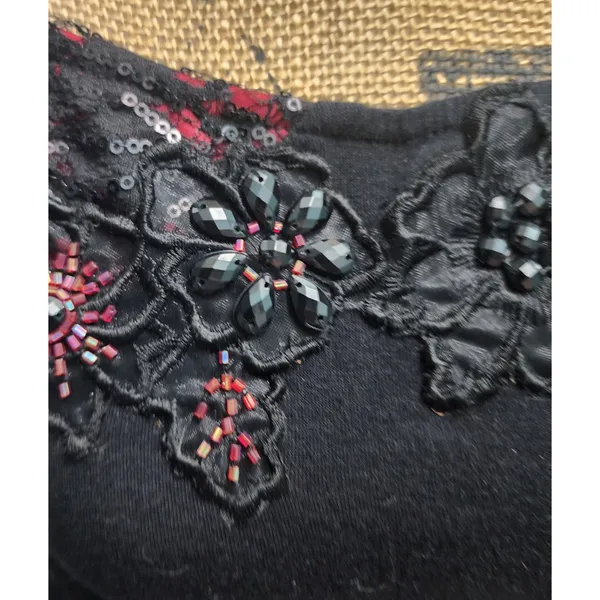 Studio‎ Y Black Embellished Butterfly Sleeve Top Size S - Image 2